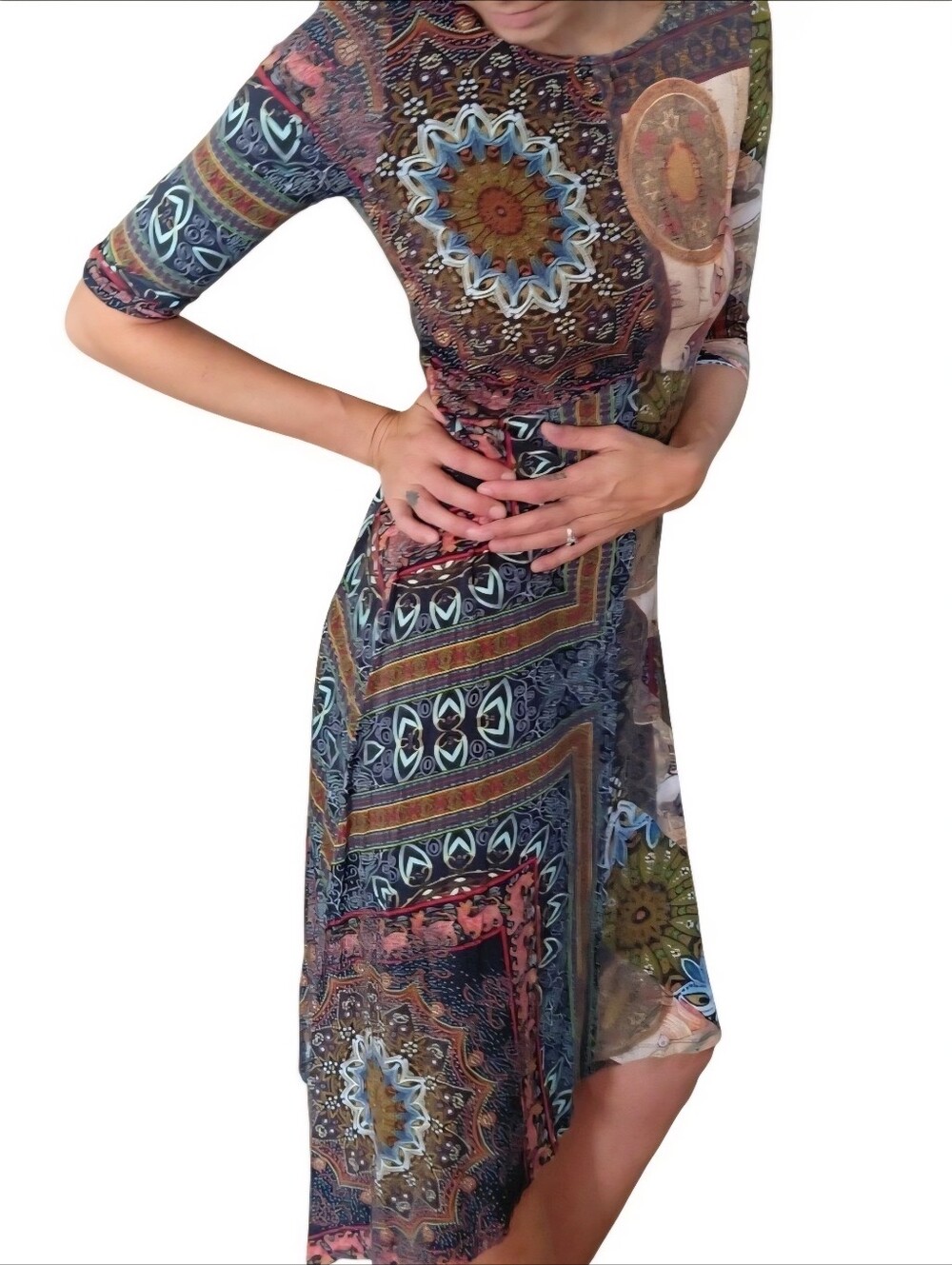 Desigual Ganesha Print Bohemian Patchwork Maxi Dress - Rare Collector's Piece